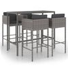 vidaXL 5 Piece Garden Bar Set with Cushions Poly Rattan Grey