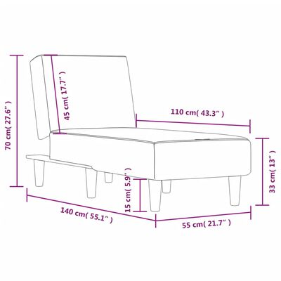 vidaXL Chaise Longue Light Grey Fabric