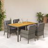 vidaXL 5 Piece Garden Dining Set with Cushions Grey Poly Rattan
