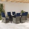 vidaXL Table and Chair Set with Cushion 7 pcs Grey PE Rattan