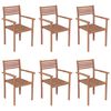 vidaXL Stackable Garden Chairs with Cushions 6 pcs Solid Teak Wood