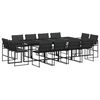 vidaXL 13 Piece Garden Dining Set with Cushions Black Textilene
