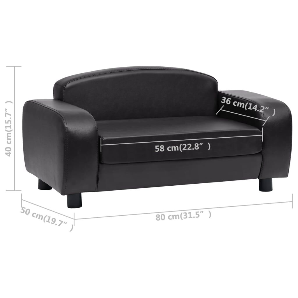vidaXL Dog Sofa Black 80x50x40 cm Faux Leather