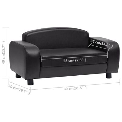 vidaXL Dog Sofa Black 80x50x40 cm Faux Leather