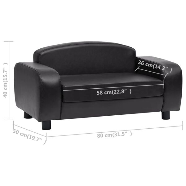 vidaXL Dog Sofa Black 80x50x40 cm Faux Leather