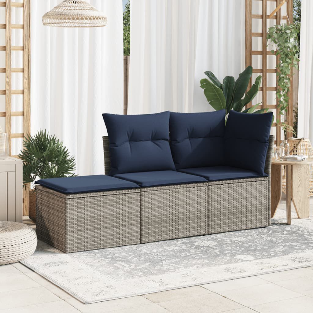 vidaXL Garden Stool with Cushion Grey 55x55x37 cm Poly Rattan