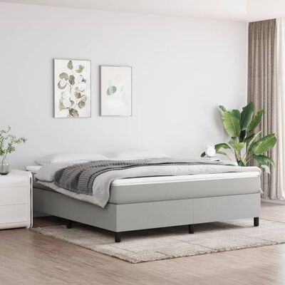 vidaXL Box Spring Bed with Mattress Light Grey 183x213 cm California King Fabric