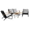 vidaXL 5 Piece Balcony Furniture Set with Cushions Black Steel