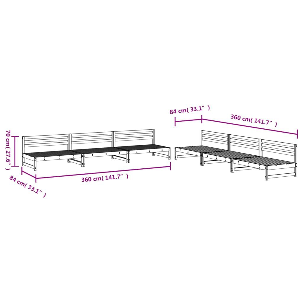 vidaXL 6 Piece Garden Lounge Set Solid Wood Pine