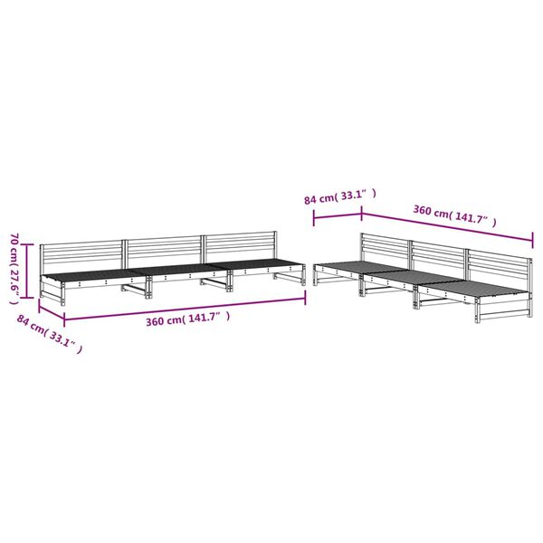 vidaXL 6 Piece Garden Lounge Set Solid Wood Pine