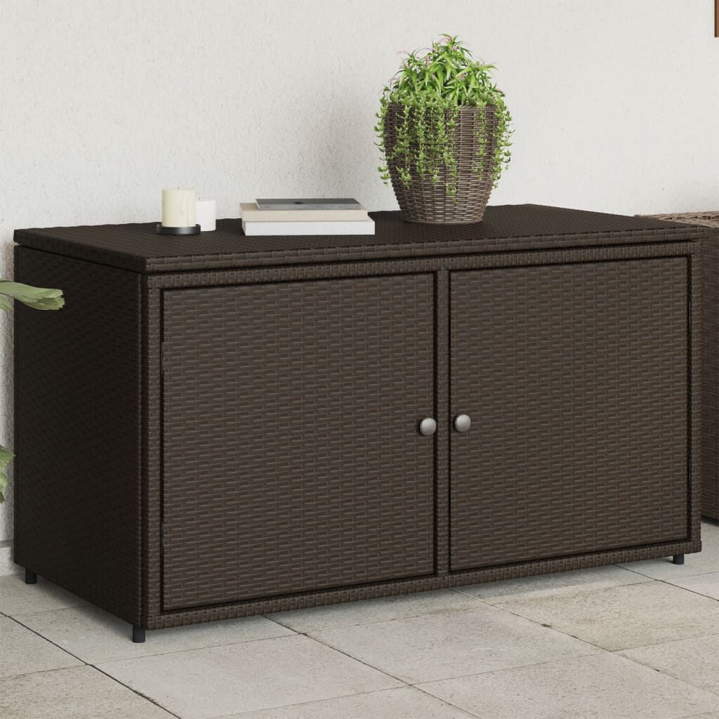 vidaXL Garden Storage Cabinet Brown 110x55x60.5 cm Poly Rattan