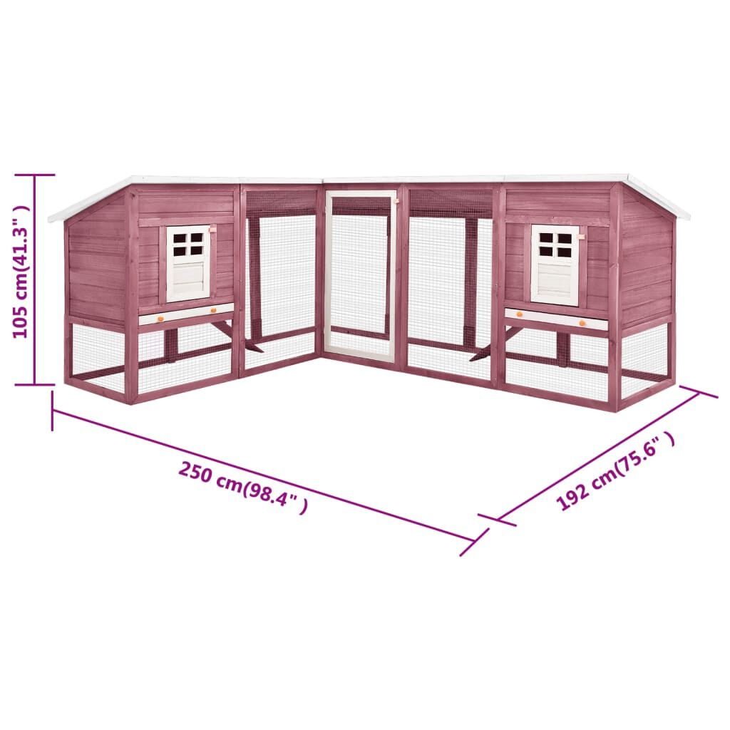 vidaXL Outdoor Rabbit Hutch with Run Mocca and White Solid Fir Wood