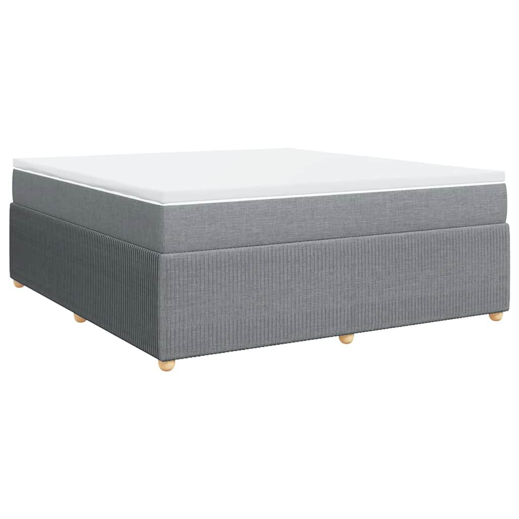 vidaXL Box Spring Bed with Mattress Light Grey King Fabric