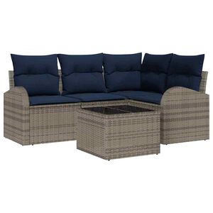 vidaXL Garden Sofa Set Grey Poly Rattan