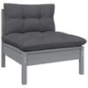 vidaXL 7 Piece Garden Lounge Set with Grey Cushions Solid Pinewood
