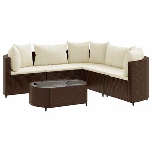 vidaXL 6 Piece Garden Sofa Set with Cushions Brown Poly Rattan
