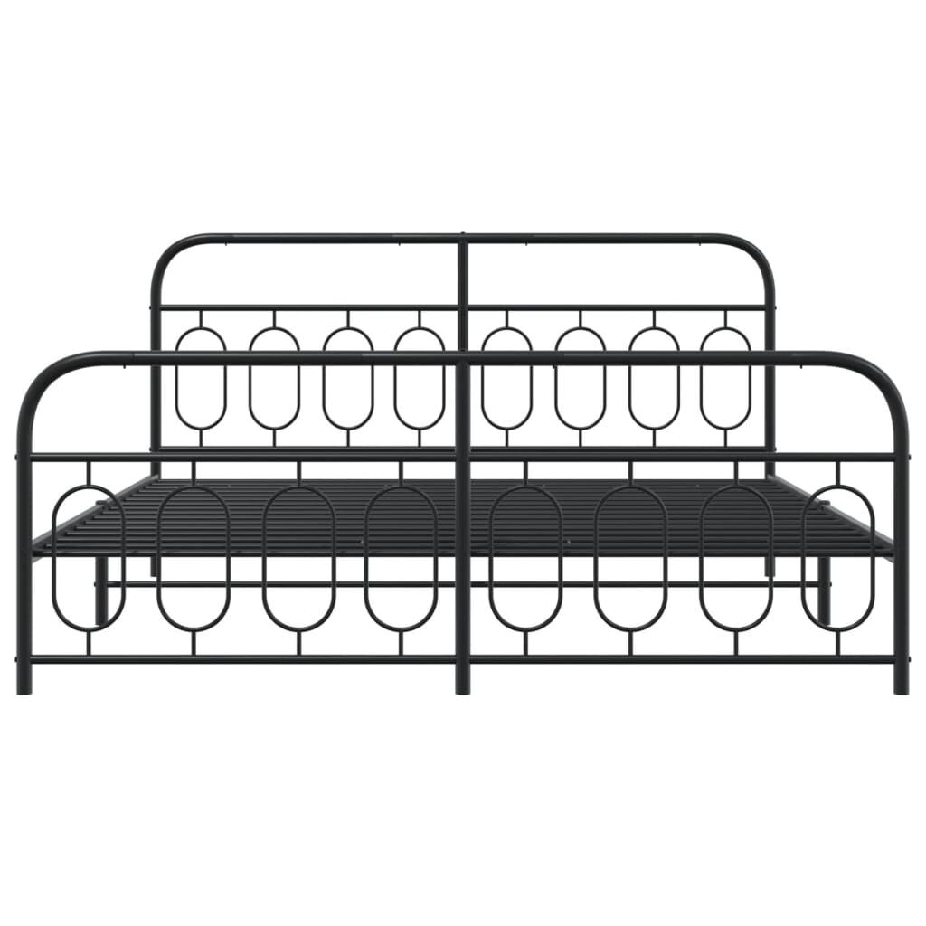 vidaXL Metal Bed Frame without Mattress with Footboard Black 193x203cm
