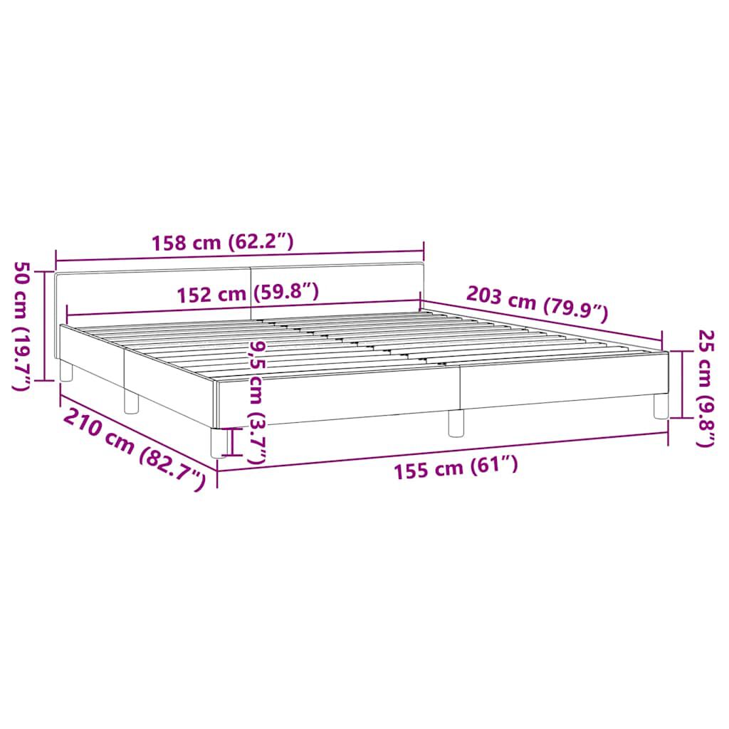 vidaXL Bed Frame without Mattress Light Grey Queen Velvet