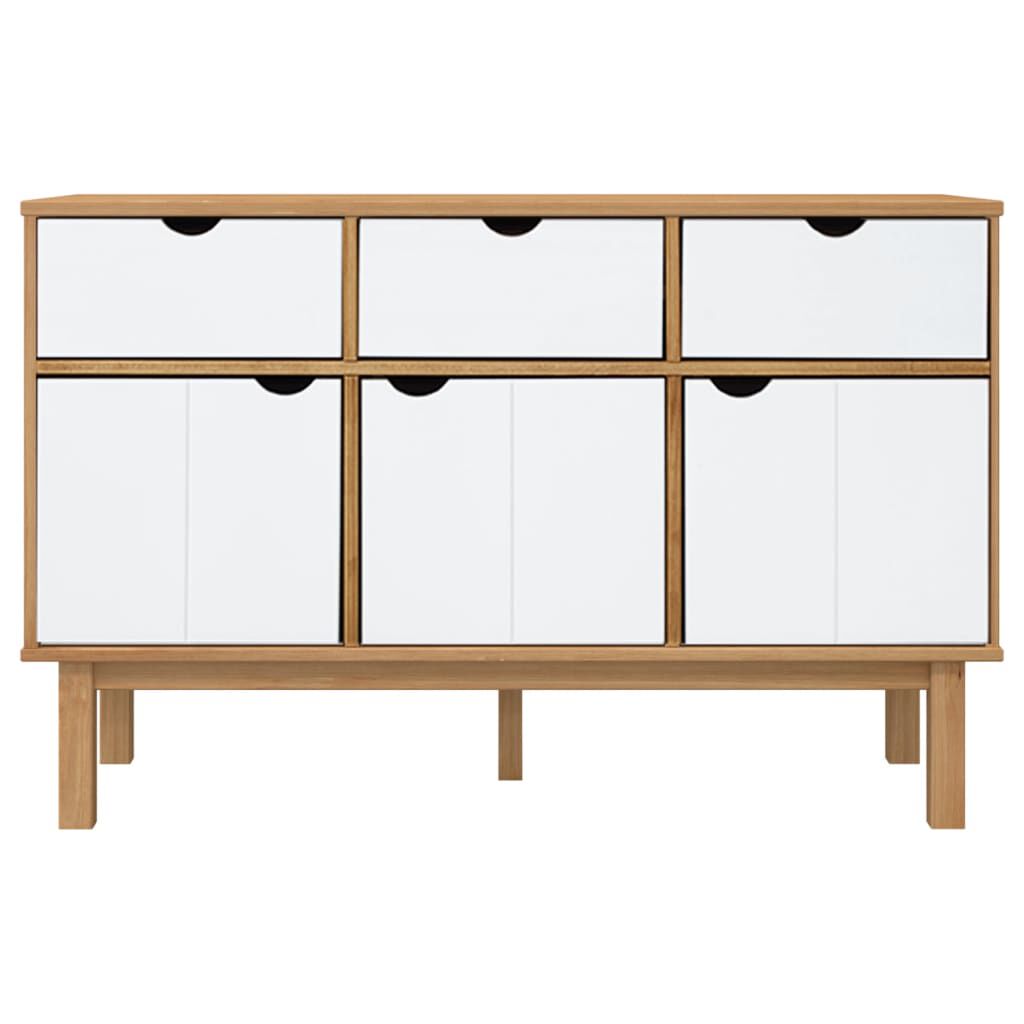 vidaXL Sideboard OTTA Brown and White 114x43x73.5 cm Solid Wood Pine