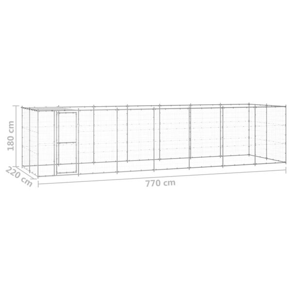 vidaXL Outdoor Dog Kennel Galvanised Steel with Roof 16.94 m²