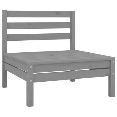 vidaXL 7 Piece Garden Lounge Set Grey Solid Wood Pine