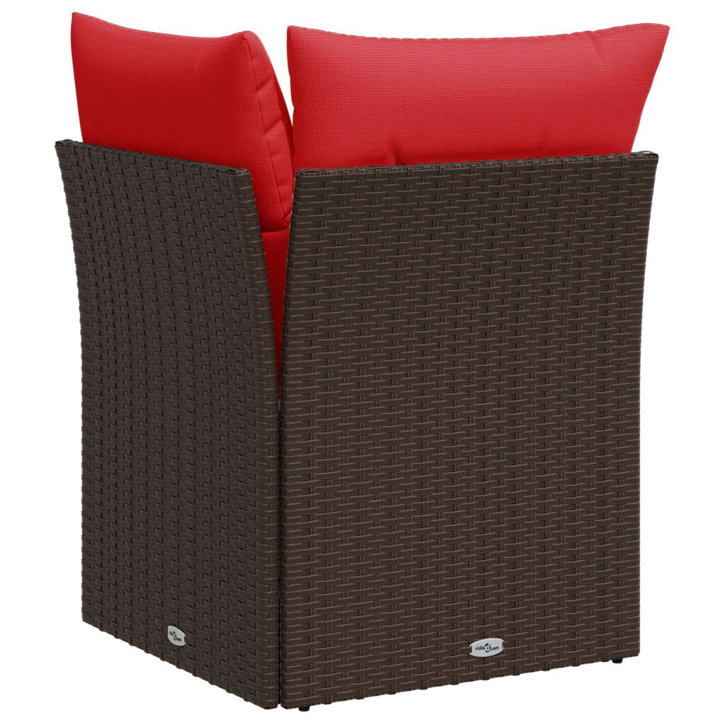 vidaXL Garden Sofa Corner with Cushions Brown Poly Rattan