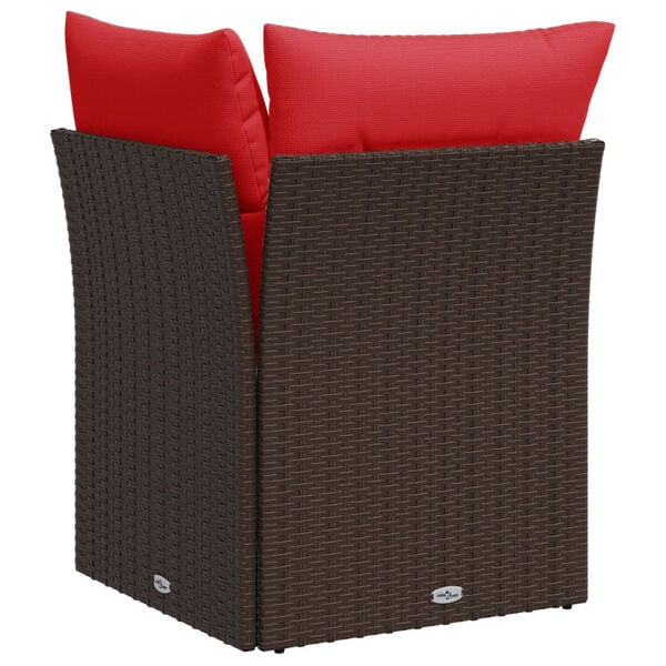 vidaXL Garden Sofa Corner with Cushions Brown Poly Rattan