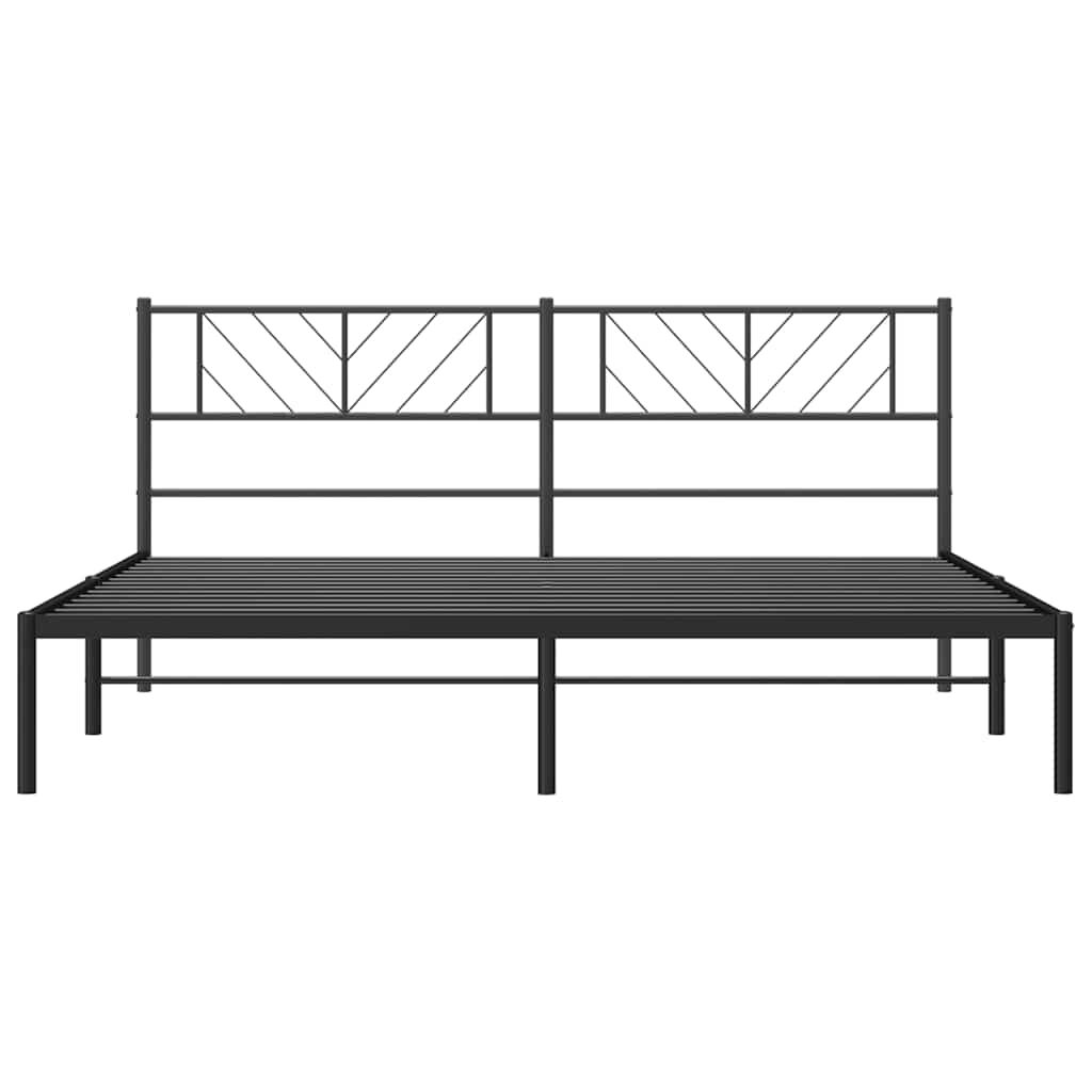 vidaXL Metal Bed Frame without Mattress with Headboard Black 193x203cm
