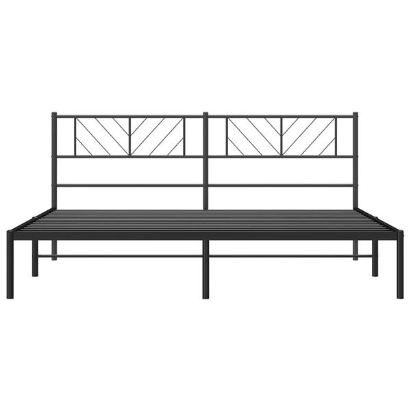 vidaXL Metal Bed Frame without Mattress with Headboard Black 193x203cm