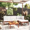 vidaXL 5 Piece Garden Lounge Set with Cushions Cream Wood Acacia&Rope