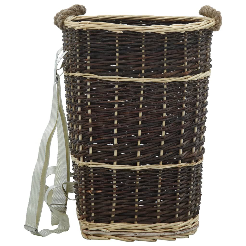 vidaXL Firewood Backpack with Carrying Belts 44.5x37x50 cm Natural Willow