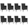 vidaXL 9 Piece Garden Dining Set with Cushions Black Poly Rattan
