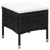 vidaXL Outdoor Chair and Stool with Cushions Poly Rattan Black