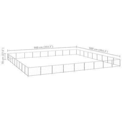 vidaXL Dog Kennel Silver 81 m² Steel