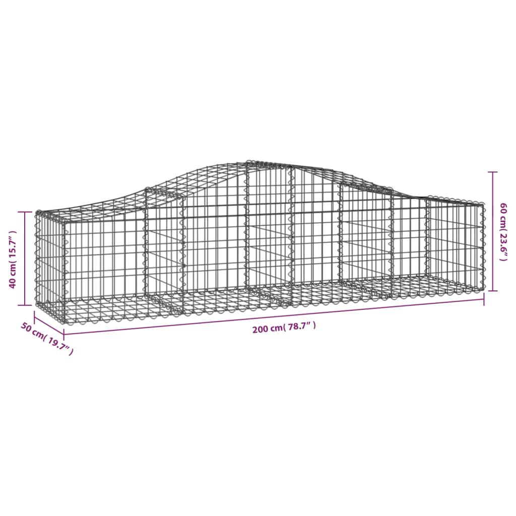 vidaXL Arched Gabion Baskets 6 pcs 200x50x40/60 cm Galvanised Iron