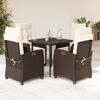 vidaXL 5 Piece Garden Dining Set with Cushions Brown Poly Rattan