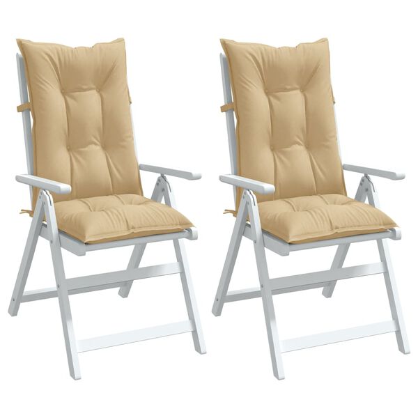 vidaXL Highback Chair Cushions 2 pcs Melange Beige 120x50x7 cm Fabric