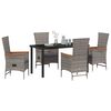 vidaXL Garden Dining Set with Cushion 5 pcs Grey Powder-Coated Steel