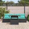 vidaXL Garden Sofa Set with Storage 5 pcs Black Poly rattan