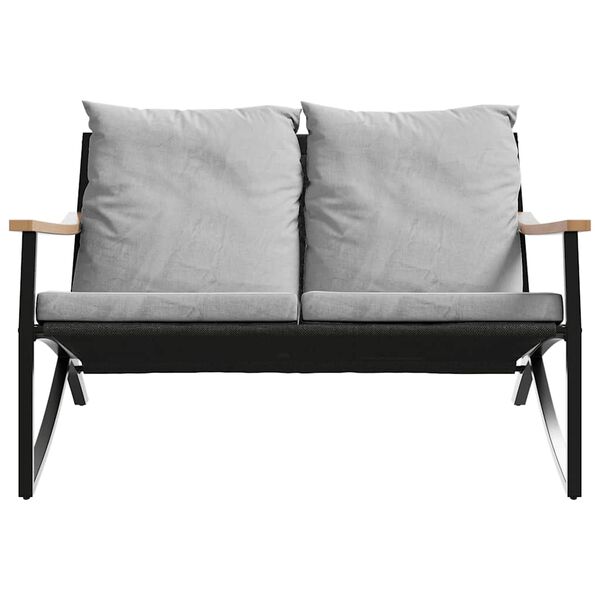 vidaXL 3 Piece Balcony Furniture Set with Cushions Black Steel