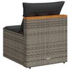 vidaXL Garden Sofas Armless with Cushions 2 pcs Grey Poly Rattan
