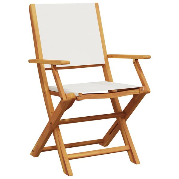 vidaXL Garden Chairs 2 pcs Cream White Solid Wood Acacia and Fabric