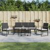 vidaXL 5 piece Garden Dining Set with Cushions Black PP Rattan