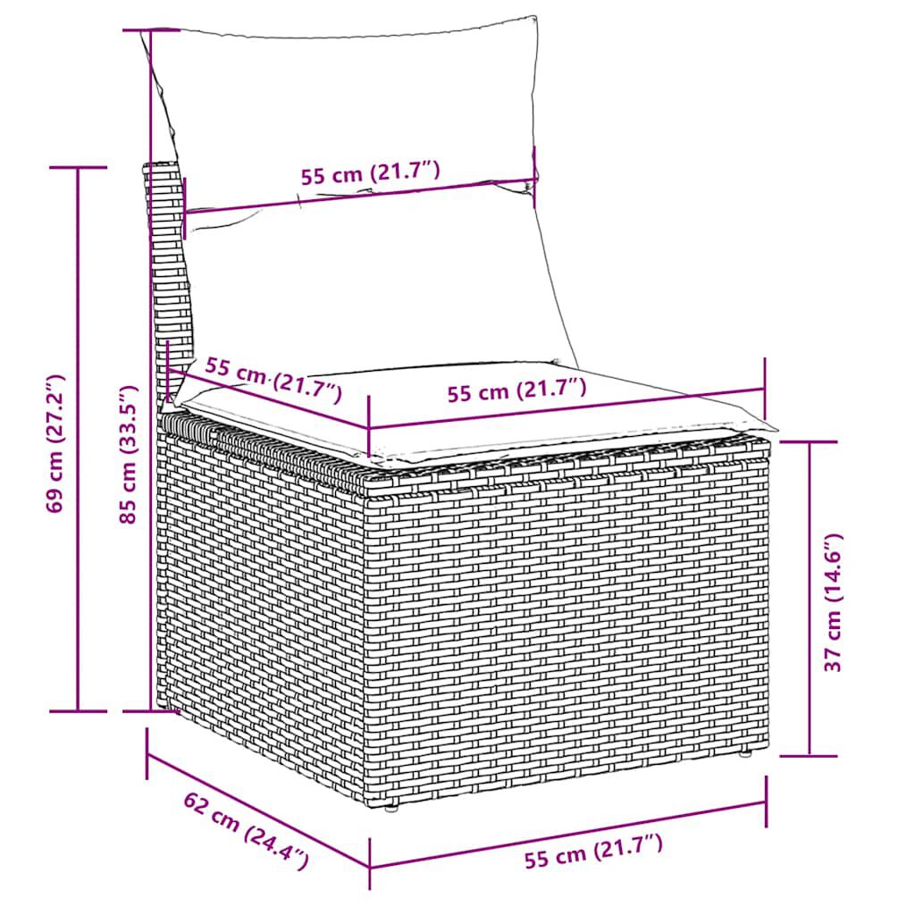 vidaXL 7 Piece Garden Sofa Set with Cushions Black Poly Rattan