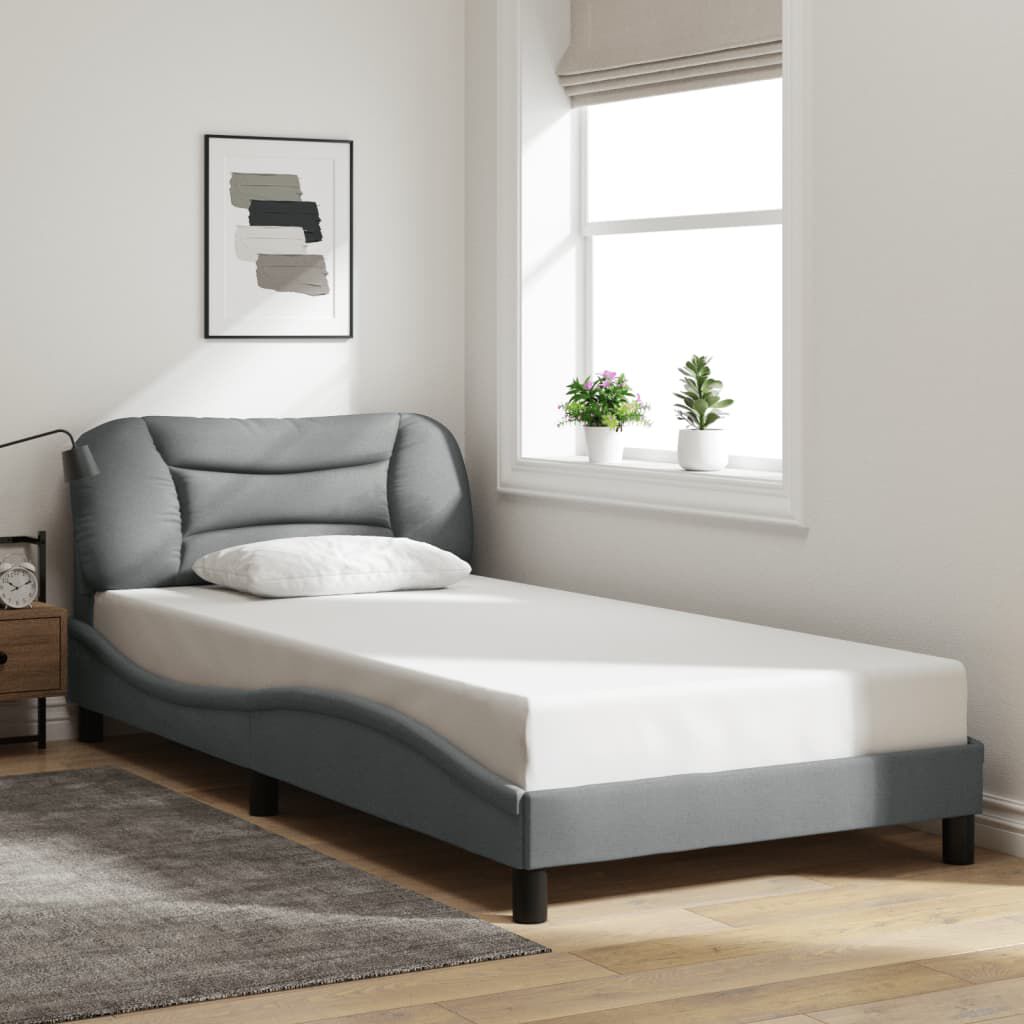vidaXL Bed Frame without Mattress Light Grey 100x190 cm Fabric