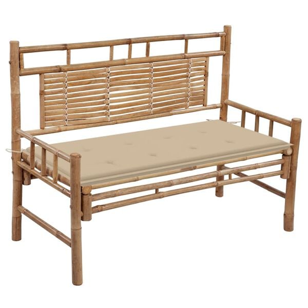 vidaXL Garden Bench with Cushion 120 cm Bamboo