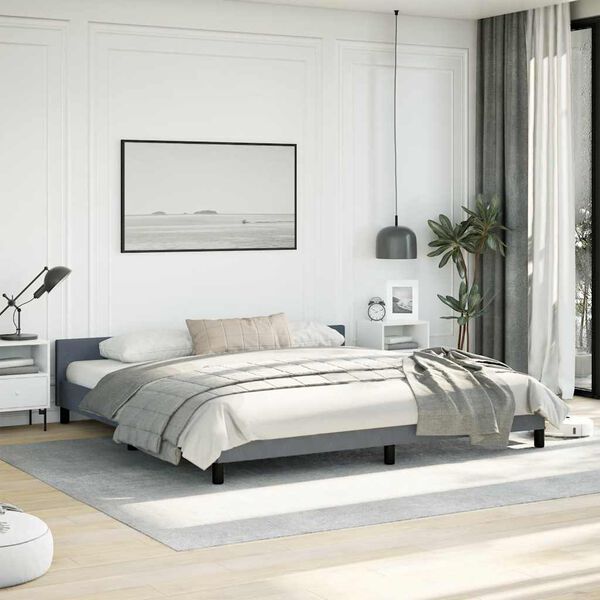 vidaXL Bed Frame without Mattress Dark Grey 193x203 cm Velvet