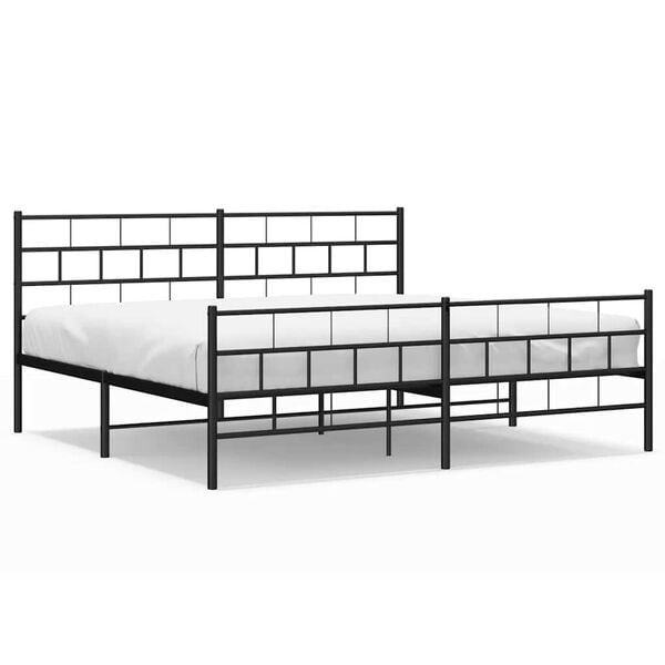 vidaXL Metal Bed Frame without Mattress with Footboard Black 193x203cm