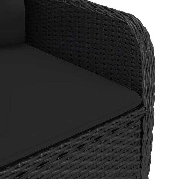 vidaXL 3 Piece Garden Bistro Set Poly Rattan and Glass Black