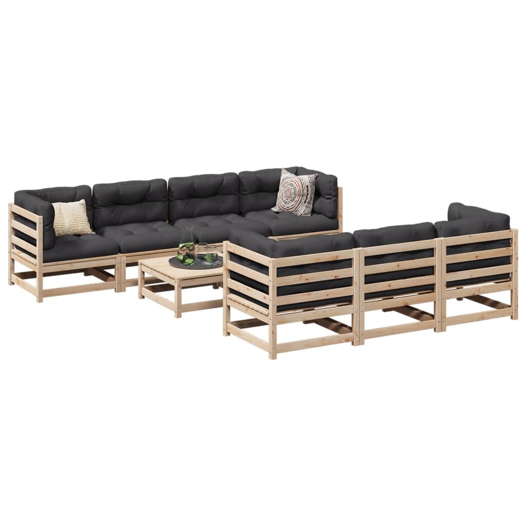 vidaXL 8 Piece Garden Sofa Set with Cushions Solid Wood Pine